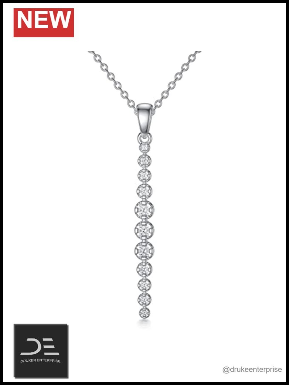 Moissanite Bar Necklace 925 Sterling Silver Y Necklace for Women Gift